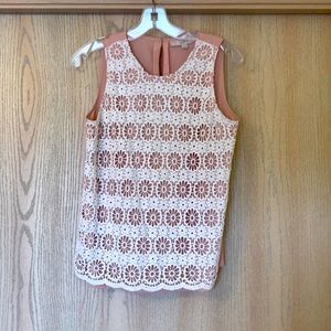 LOFT crochet blush top size XS